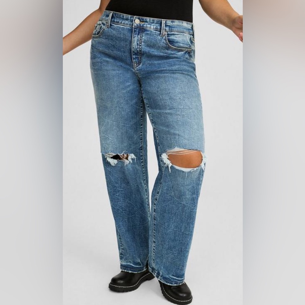 Perfect wide leg vintage stretch mid-rise jean